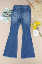Load image into Gallery viewer, Distressed Frayed Hem Flare Jeans