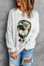 Load image into Gallery viewer, Skull Graphic Drop Shoulder Sweater