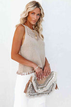 Load image into Gallery viewer, Openwork Tassel Hem Knit Tank