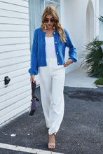 Load image into Gallery viewer, Round Neck Dropped Shoulder Fuzzy Cardigan