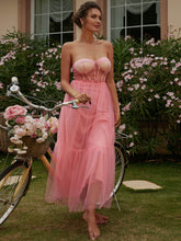 Load image into Gallery viewer, Strapless Sweetheart Neck Tulle Tiered Maxi Dress