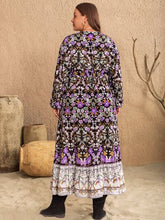 Load image into Gallery viewer, Plus Size V-Neck Balloon Sleeve Printed Midi Dress