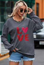 Load image into Gallery viewer, LOVE Round Neck Dropped Shoulder Sweatshirt