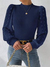 Load image into Gallery viewer, Swiss Dot Waffle-Knit Lantern Sleeve T-Shirt