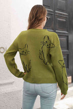 Load image into Gallery viewer, Cat Pattern Round Neck Long Sleeve Pullover Sweater