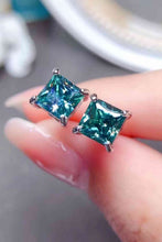 Load image into Gallery viewer, 2 Carat Square Moissanite Four-Prong Earrings