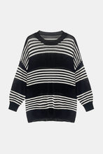 Load image into Gallery viewer, Two-Tone Striped Tunic Knit Top