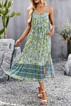Load image into Gallery viewer, Bohemian Spaghetti Strap Drawstring Slit Dress