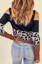 Load image into Gallery viewer, Leopard Print Color Block Cold-Shoulder Top