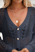 Load image into Gallery viewer, Openwork Ribbed Cuff Longline Cardigan