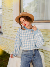Load image into Gallery viewer, Houndstooth Ribbed Trim Sweater