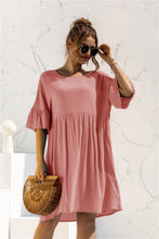 Load image into Gallery viewer, Boat Neck Flounce Sleeve Knee-Length Dress
