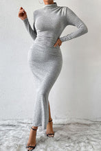 Load image into Gallery viewer, Heathered Slit Mock Neck Wrap Dress