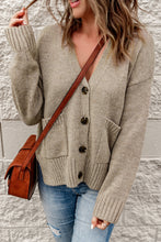 Load image into Gallery viewer, Ribbed Trim Button Down Cardigan with Pockets