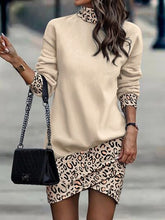Load image into Gallery viewer, Printed Turtleneck Long Sleeve Mini Dress