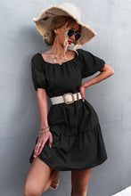 Load image into Gallery viewer, Puff Sleeve Square Neck Tiered Dress