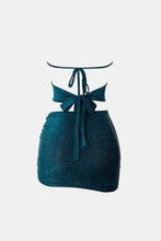 Load image into Gallery viewer, Glitter Crisscross Tube Top and Ruched Skirt Set