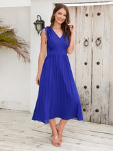 Load image into Gallery viewer, Pleated V-Neck Sleeveless Midi Dress