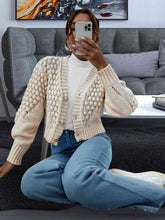Load image into Gallery viewer, Button Front Ribbed Trim Cardigan