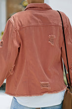 Load image into Gallery viewer, Distressed Raw Hem Denim Jacket