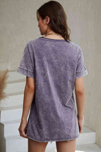 Load image into Gallery viewer, Mineral Wash Round Neck Short Sleeve Blouse