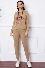 Load image into Gallery viewer, SHUT UP AND KISS ME Lip Graphic Hooded Top and Drawstring Pants Set