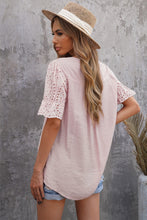 Load image into Gallery viewer, Eyelet Short Sleeve Pleated Blouse