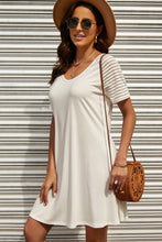 Load image into Gallery viewer, Sheer Striped Raglan Sleeve T-Shirt Dress