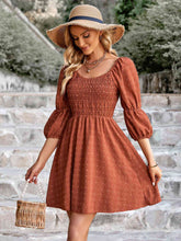 Load image into Gallery viewer, Swiss Dot Smocked Scoop Neck Dress
