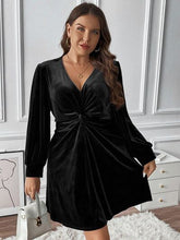 Load image into Gallery viewer, Plus Size Twisted V-Neck Long Sleeve Mini Dress