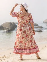 Load image into Gallery viewer, Plus Size Printed Square Neck Ruffle Hem Dress