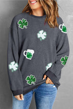 Load image into Gallery viewer, Lucky Clover Beer Sequin Round Neck Sweatshirt