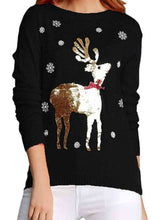 Load image into Gallery viewer, Sequin Reindeer Graphic Sweater