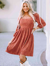 Load image into Gallery viewer, Square Neck Three-Quarter Sleeve Mini Dress