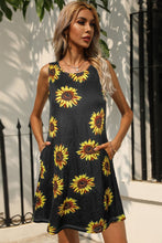 Load image into Gallery viewer, Printed Round Neck Sleeveless Dress with Pockets