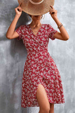 Load image into Gallery viewer, Floral Surplice Neck Flutter Sleeve Dress