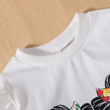 Load image into Gallery viewer, Graphic Top and Printed Flare Pants Set