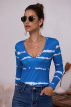 Load image into Gallery viewer, Tie-Dye Plunge Long Sleeve Top