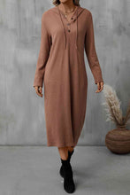 Load image into Gallery viewer, Buttoned Long Sleeve Hooded Dress