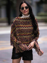 Load image into Gallery viewer, Fringe Hem Boat Neck Poncho