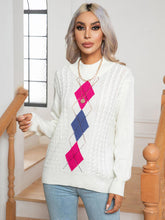 Load image into Gallery viewer, Openwork Geometric Mock Neck Sweater