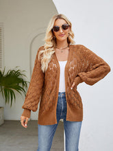 Load image into Gallery viewer, Openwork Open Front Lantern Sleeve Cardigan
