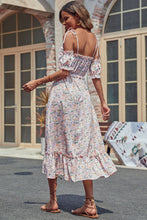 Load image into Gallery viewer, Floral Frill Trim Ruffle Hem Tied Dress