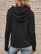 Load image into Gallery viewer, Cable-Knit Drawstring Hooded Knit Top