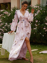Load image into Gallery viewer, Printed Front Split V-Neck Maxi Dress
