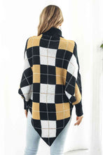 Load image into Gallery viewer, Plaid Turtleneck Dolman Sleeve Poncho