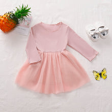Load image into Gallery viewer, Girls Round Neck Ribbed Tulle Dress