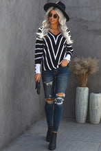 Load image into Gallery viewer, Chevron V-Neck Button Cuff Sweater