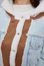 Load image into Gallery viewer, Contrast Raw Hem Hooded Denim Jacket