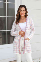 Load image into Gallery viewer, Plaid Fringe Trim Open Front Longline Cardigan
